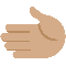 Leftwards Hand- Medium Skin Tone emoji on Twitter